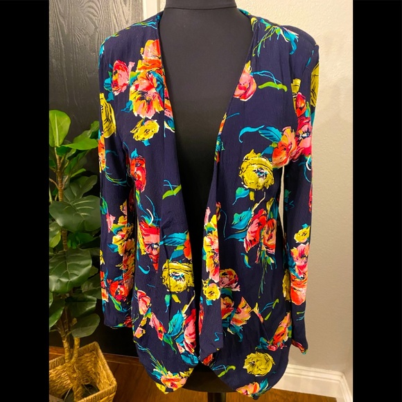 Minkpink Jackets \u0026 Coats | Mink Pink Floral Blazer S | Color: Blue/Pink | Size: S | Rr111898's Closet